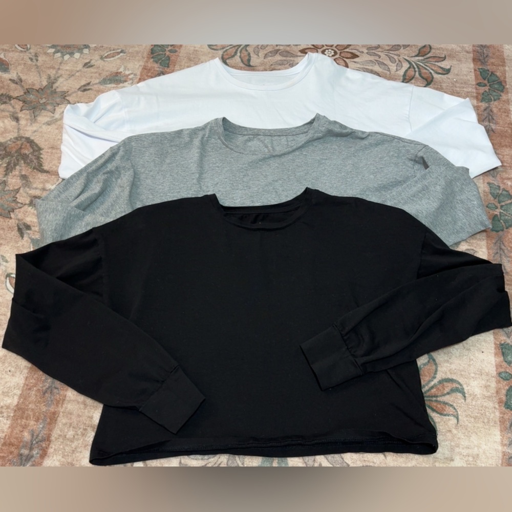 *3/$60* Cropped loose fit cotton long sleeves